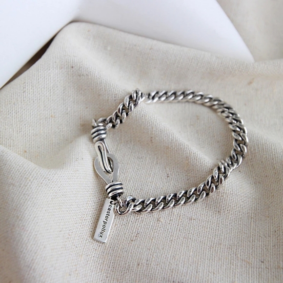 NEW S925 Unisex Castor Pollux Bangle Cuff Bracelet - Picture 7 of 13